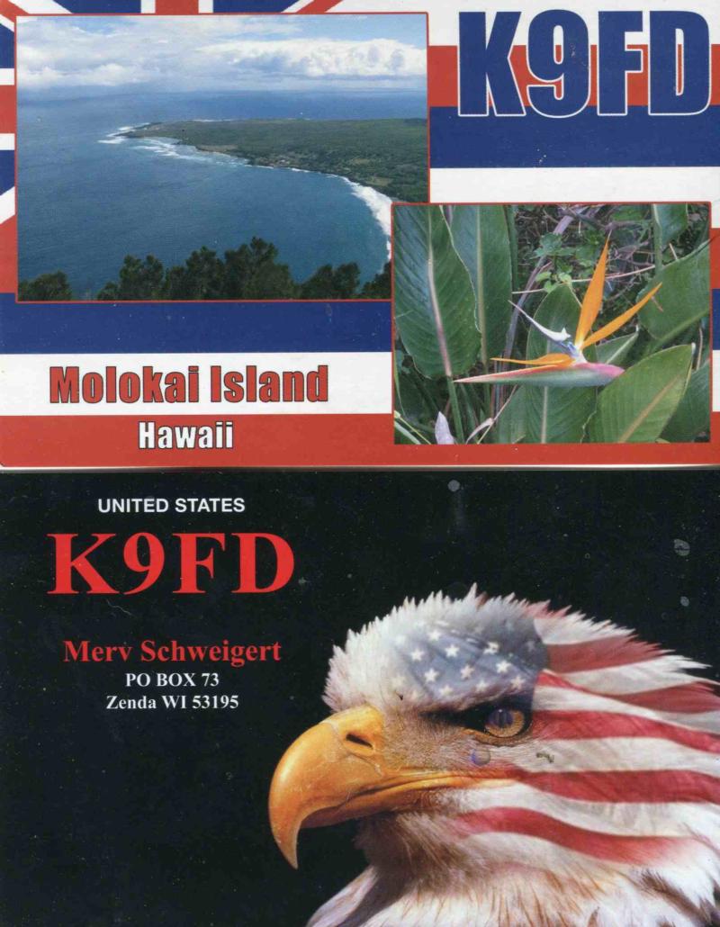 Merv's last two QSL cards