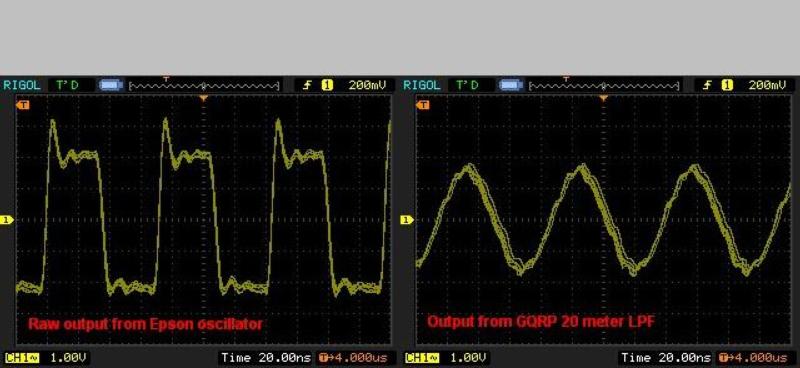 Epson square wave vs.   G-QRP LPF filtered output