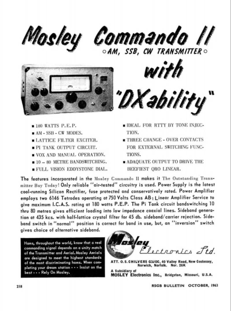 Mosley Commando II advert - RSGB Bulletin